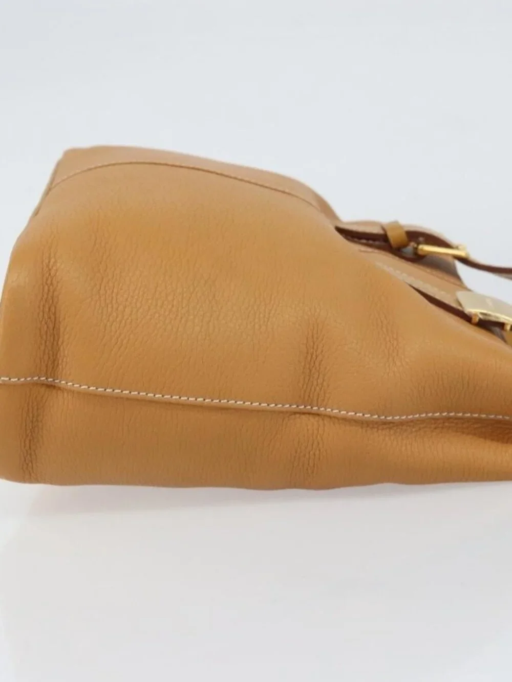 Burberrys Tote Bag Leather Beige Gold Auth 160726 - Picture 5 of 16